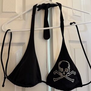 Victoria's Secret Black Bikini Top with Pink Logo Tag